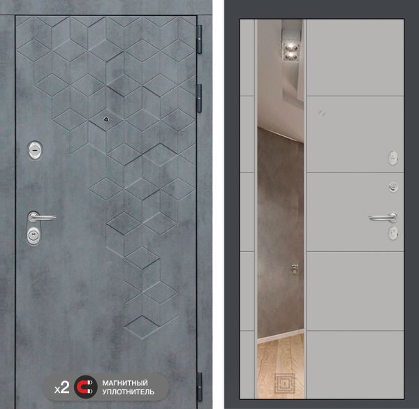 Входная дверь Лабиринт БЕТОН с зеркалом 19 