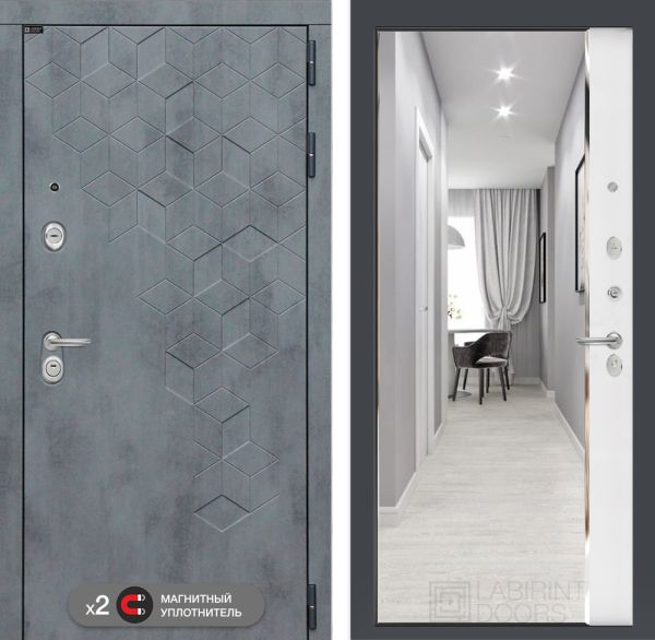 Входная дверь Лабиринт БЕТОН с зеркалом Панорама 
