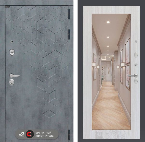 Входная дверь Лабиринт БЕТОН с зеркалом 18 