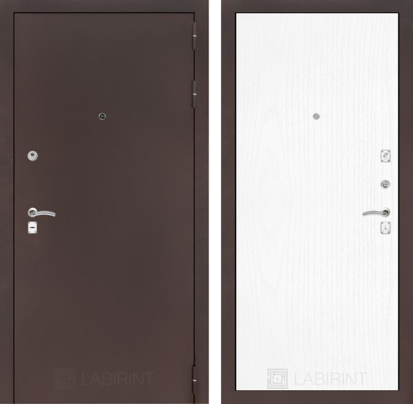 Входная дверь Лабиринт CLASSIC антик медный 07- Белое дерево