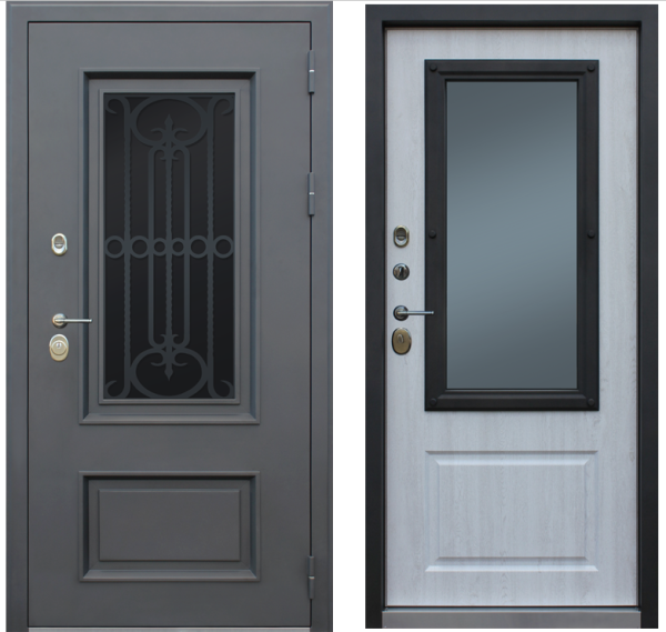 Входная дверь АСД "Аляска" с окном и лазерной резкой (терморазрыв)