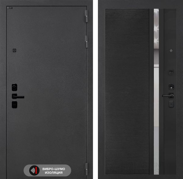 Входная дверь Лабиринт ACUSTIC 31 - Рельеф, зеркальная вставка с тонировкой