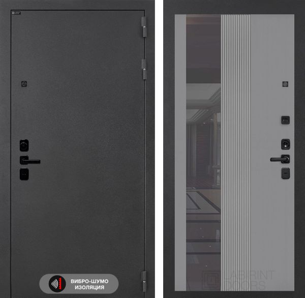 Входная дверь Лабиринт ACUSTIC 32 - Рельеф, зеркальная вставка с тонировкой