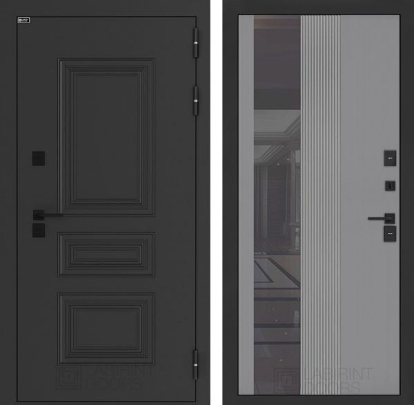 Входная дверь Лабиринт АЛЯСКА ЛАЙТ 32 - Рельеф, зеркальная вставка с тонировкой