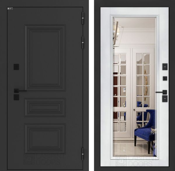 Входная дверь Лабиринт АЛЯСКА ЛАЙТ с зеркалом Фацет - Белый софт