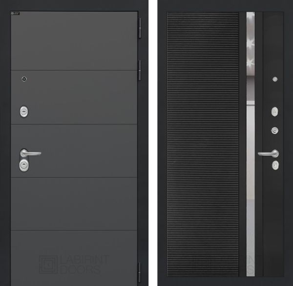 Входная дверь Лабиринт ART 31 - Рельеф, зеркальная вставка с тонировкой