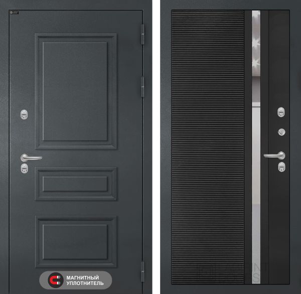 Входная дверь Лабиринт ATLANTIC 31 - Рельеф, зеркальная вставка с тонировкой