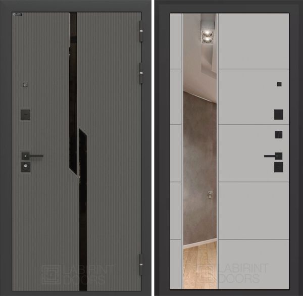 Входная дверь Лабиринт CARBON с зеркалом 19