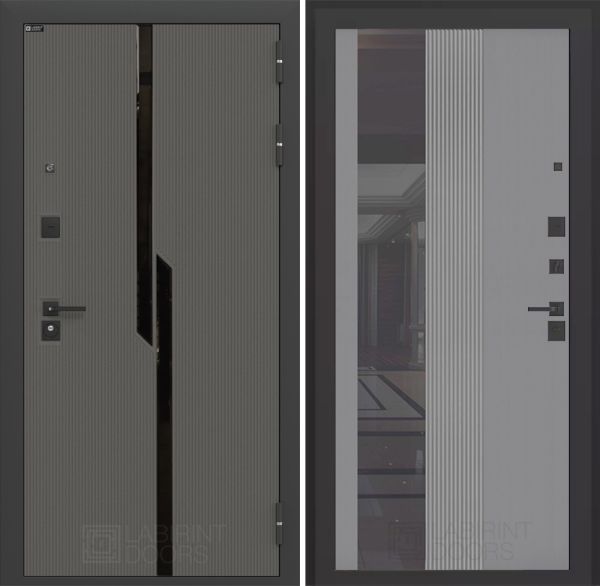 Входная дверь Лабиринт CARBON 32 - Рельеф, зеркальная вставка с тонировкой