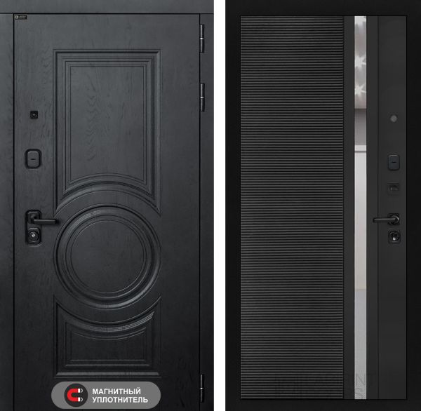 Входная дверь Лабиринт GRAND 31 - Рельеф, зеркальная вставка с тонировкой