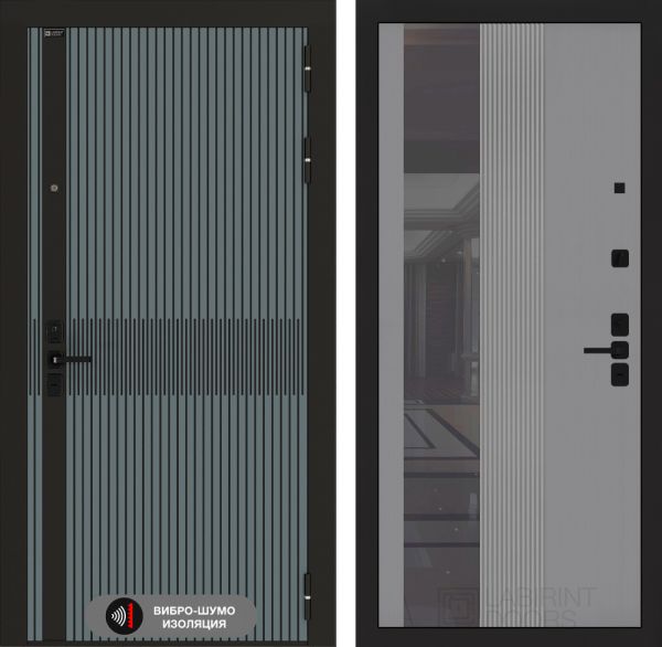 Входная дверь Лабиринт ISSIDA 32 - Рельеф, зеркальная вставка с тонировкой