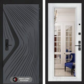 Входная дверь Лабиринт LEOLAB с зеркалом фацет - Белый софт