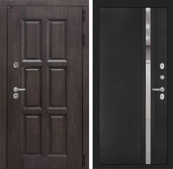 Входная дверь Лабиринт LONDON 31 - Рельеф, зеркальная вставка с тонировкой