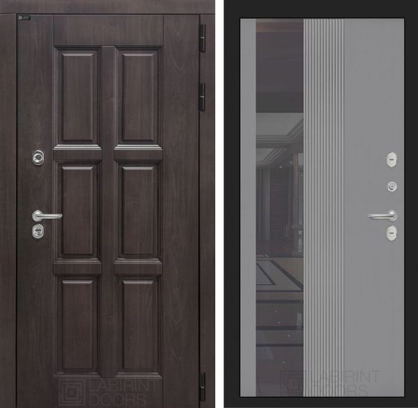 Входная дверь Лабиринт LONDON 32 - Рельеф, зеркальная вставка с тонировкой