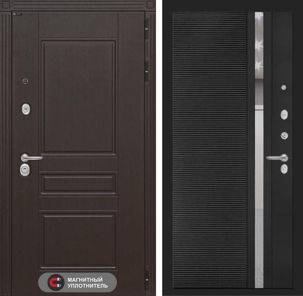 Входная дверь Лабиринт MEGAPOLIS  31 - Рельеф, зеркальная вставка с тонировкой