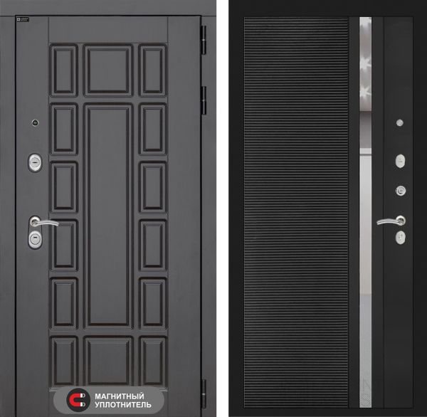 Входная дверь Лабиринт NEW YORK 31 - Рельеф, зеркальная вставка с тонировкой