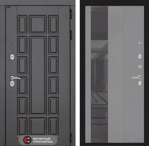 Входная дверь Лабиринт NEW YORK 32 - Рельеф, зеркальная вставка с тонировкой