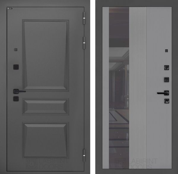 Входная дверь Лабиринт Орлеан 32 - Рельеф, зеркальная вставка с тонировкой