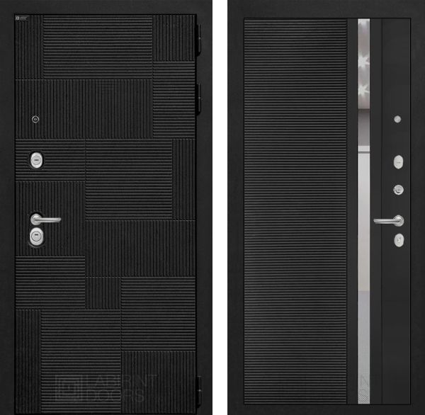 Входная дверь Лабиринт PAZL 31 - Рельеф, зеркальная вставка с тонировкой