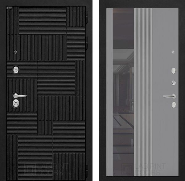 Входная дверь Лабиринт PAZL 32 - Рельеф, зеркальная вставка с тонировкой