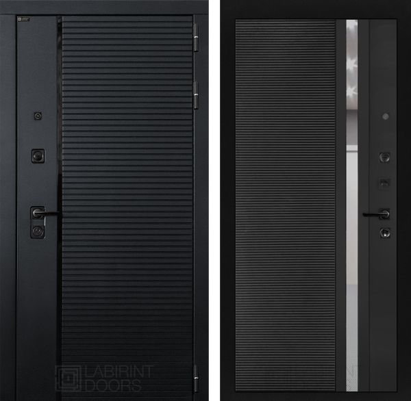 Входная дверь Лабиринт PIANO 31 - Рельеф, зеркальная вставка с тонировкой