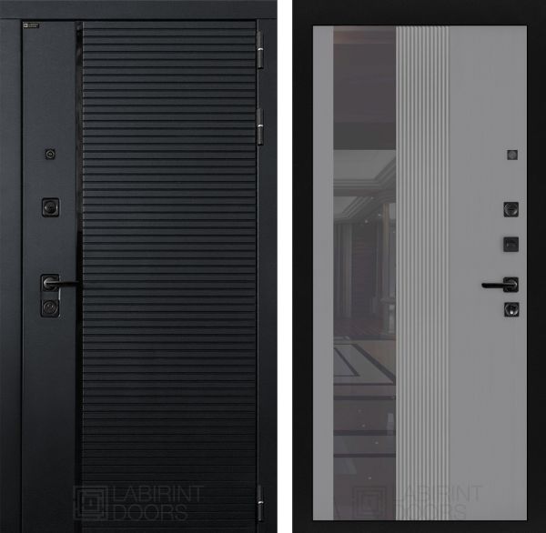 Входная дверь Лабиринт PIANO 32 - Рельеф, зеркальная вставка с тонировкой