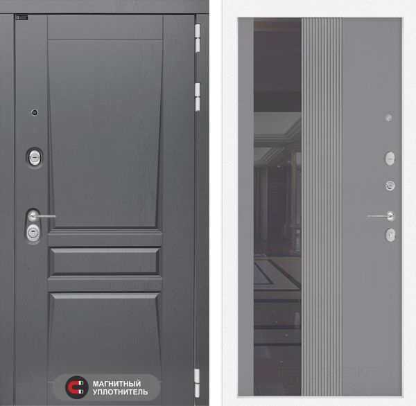 Входная дверь Лабиринт PLATINUM 32 - Рельеф, зеркальная вставка с тонировкой