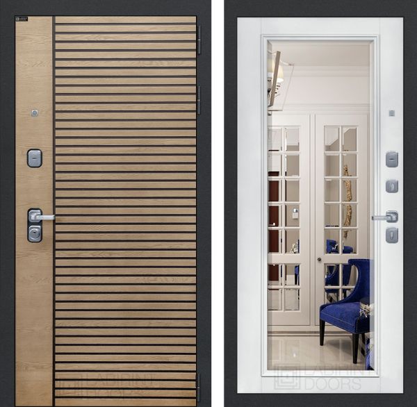 Входная дверь Лабиринт RITM с зеркалом Фацет - Белый софт