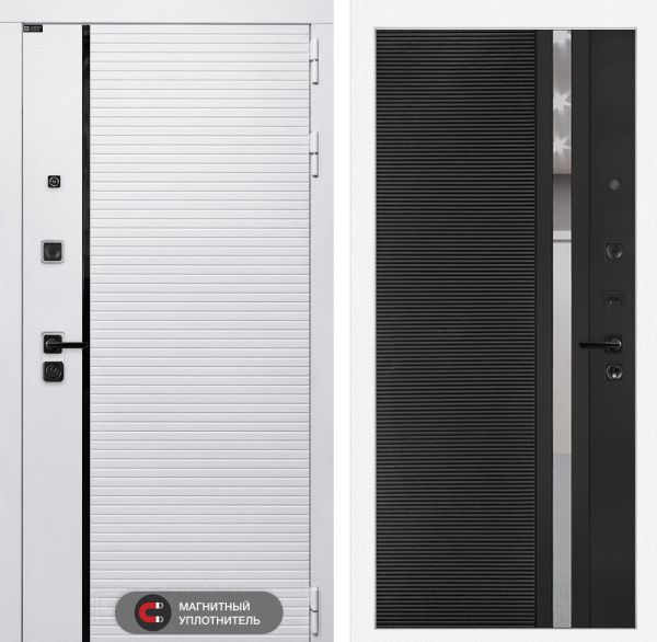 Входная дверь Лабиринт ROYAL 31 - Рельеф, зеркальная вставка с тонировкой