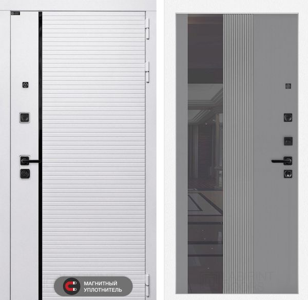 Входная дверь Лабиринт ROYAL 32 - Рельеф, зеркальная вставка с тонировкой