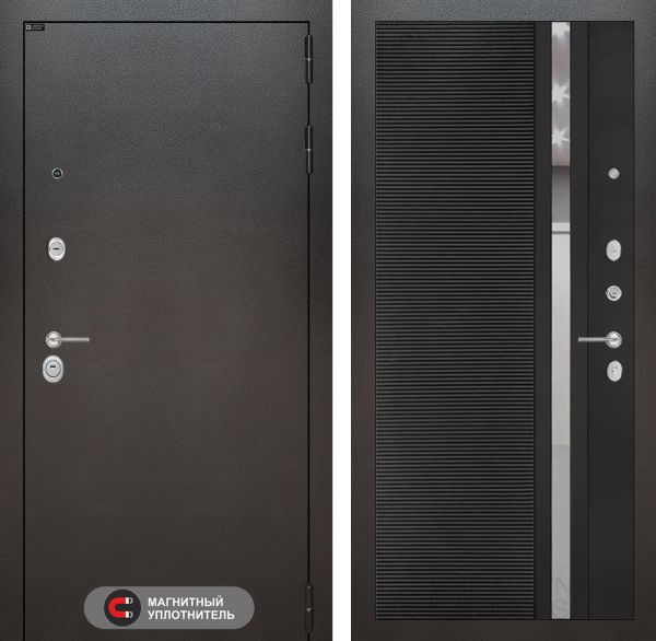 Входная дверь Лабиринт SILVER 31 - Рельеф, зеркальная вставка с тонировкой