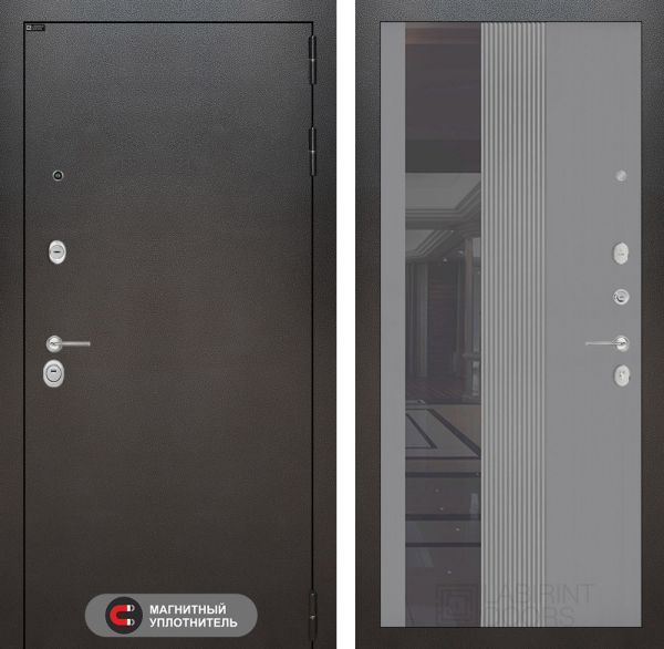 Входная дверь Лабиринт SILVER 32 - Рельеф, зеркальная вставка с тонировкой