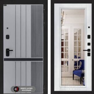 Входная дверь Лабиринт SKYLAB с зеркалом фацет - Белый софт