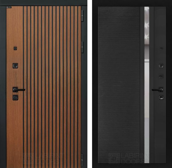 Входная дверь Лабиринт STORM 31 - Рельеф, зеркальная вставка с тонировкой