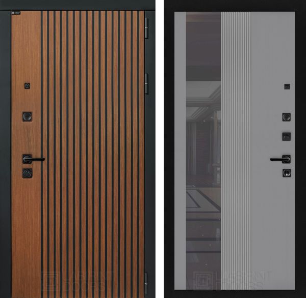 Входная дверь Лабиринт STORM 32 - Рельеф, зеркальная вставка с тонировкой