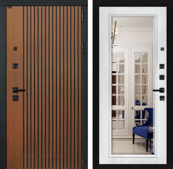 Входная дверь Лабиринт STORM с зеркалом фацет - Белый софт