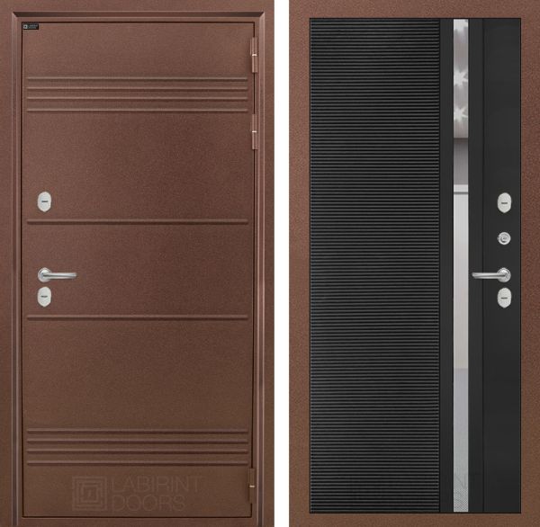 Входная дверь Лабиринт ТЕРМО ЛАЙТ 31 - Рельеф, зеркальная вставка с тонировкой