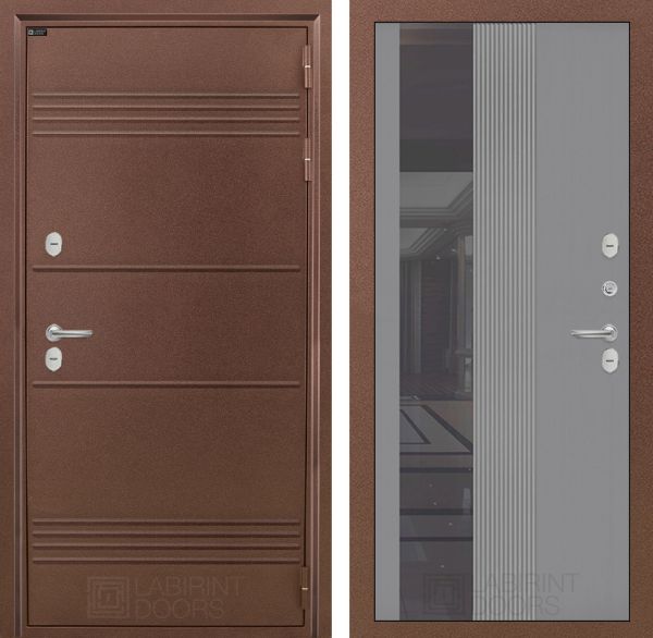 Входная дверь Лабиринт ТЕРМО ЛАЙТ 32 - Рельеф, зеркальная вставка с тонировкой