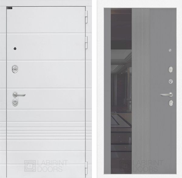 Входная дверь Лабиринт TRENDO 32 - Рельеф, зеркальная вставка с тонировкой