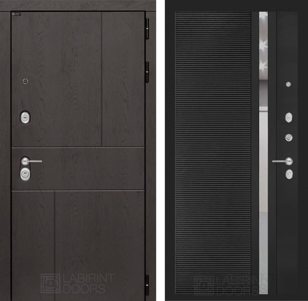 Входная дверь Лабиринт URBAN 31 - Рельеф, зеркальная вставка с тонировкой