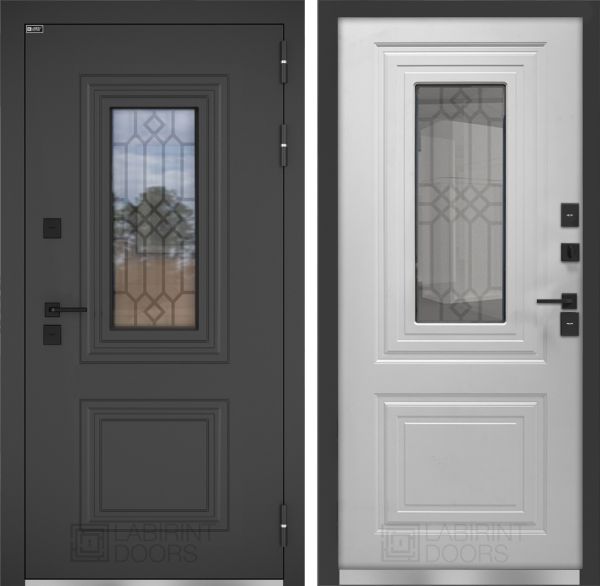 Входная дверь Лабиринт Верса с окном и решеткой (терморазрыв)