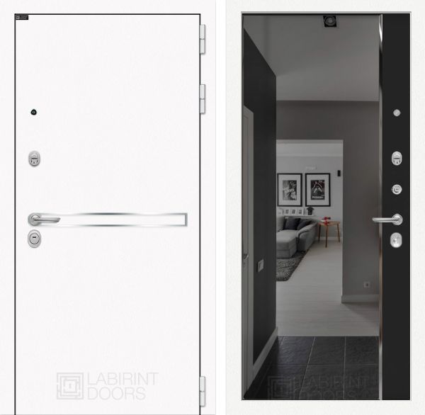 Входная дверь Лабиринт LINE WHITE с зеркалом Панорама